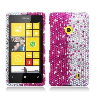 Aimo NK521PCLDI685 Dazzling Diamond Bling Case for Nokia Lumia 521   Retail Packaging   Layer Hot Pink: Cell Phones & Accessories