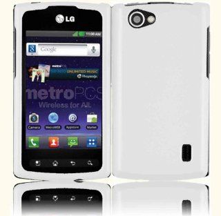 White Hard Case Cover for LG Optimus M+ MS695 Cell Phones & Accessories