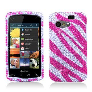 Aimo KYOC5155PCLDI686 Dazzling Diamond Bling Case for Kyocera Rise C5155   Retail Packaging   Zebra Hot Pink/White Cell Phones & Accessories