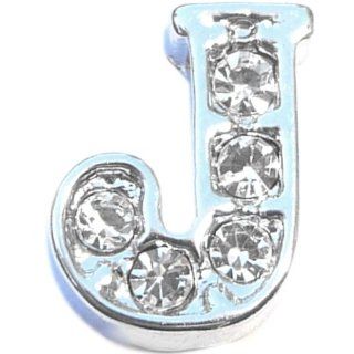 Fancy Letter J Floating Locket Charm: Jewelry