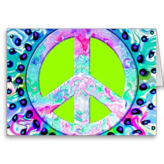 Psychedelic Peace Sign Abstract Greeting Card