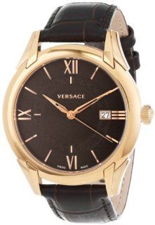 Versace Men's VFI030013 "Apollo" Rose Gold Ion Plated Stainless Steel Dress Watch with Leather Band: Watches