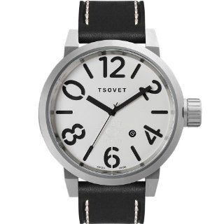 Tsovet Lx73 Men's Black Leather Strap Watch SVT LX73 110110 02: Watches