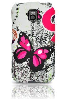 LG MS690 Optimus M Graphic Rubberized Shield Hard Case   Pink Butterfly (Free HandHelditems Sketch Universal Stylus Pen): Cell Phones & Accessories