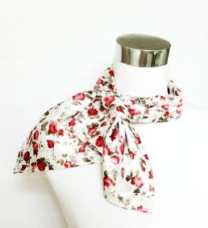Silk Feel Magic Fashion Neck Scarf   Baby Flower Design on Ivory (40+ tying styles) at  Womens Clothing store