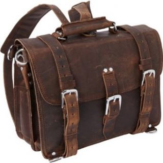 Vagabond Traveler 16" Large Full Leather Briefcase & Backpack (Dark Brown): Clothing