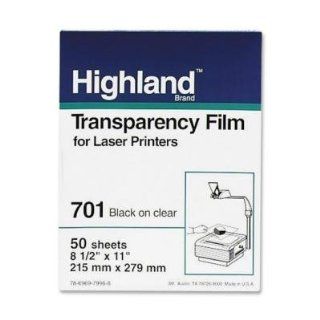 MMM701   Laser Transparency Film, 8 1/2x11,50/BX,Black on Clear: Everything Else