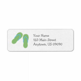 Summer Flip Flops Return Address Label Mint/Blue