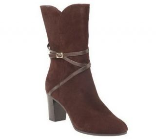 Isaac Mizrahi Live! Suede Boots with Strap Detail —