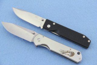 2Pcs Very Classical Type Sanrenmu 710 & GB 704 Folding Knife Pocket Knife : Folding Camping Knives : Sports & Outdoors