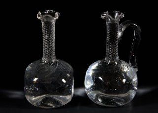 Matching Pair of Glass Water Decanter and Wine Jug, Antique English, circa 1910: Whiskey Jug: Kitchen & Dining