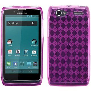 Hot Pink Argyle Candy Rubber Tpu Soft Case Skin Cover For Motorola Electrify 2 XT881 w/ Free Pouch: Cell Phones & Accessories