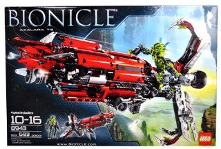 Lego Year 2008 Bionicle Series Vehicle with Figure Set # 8943   AXALARA T9 the Ultimate Fighter Battle Vehicle withdual Midak Skyblasters and Tri Arms Plus Exclusive Lewa Nuva 7 1/2 Inch Tall Figure (Total Pieces: 693): Toys & Games