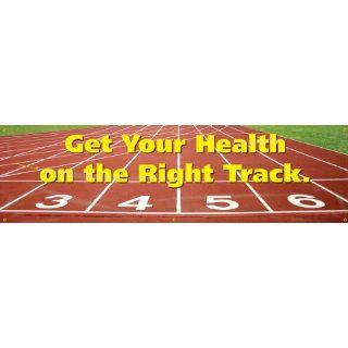 Accuform Signs MBR708 WorkHealthy Reinforced Vinyl Banner "Get Your Health on the Right Track" with Metal Grommets, 28" Width x 8' Length Industrial Warning Signs