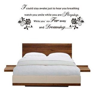 I Could Stay Awake Just to Here You Breathing Watch You Smile While You Are Sleeping While You're Far Away and Dreaming Wall Decal Sticker Living Room Stickers Vinyl Removable Black Color High 33cm Wide 88cm Left Direction: Kitchen & Dining