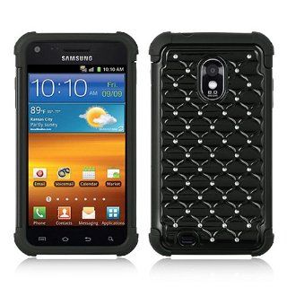 Black Studded Hard Soft Gel Dual Layer Cover Case for Samsung Galaxy S2 S II Sprint Boost Virgin SPH D710 Epic Touch 4G W 18: Cell Phones & Accessories