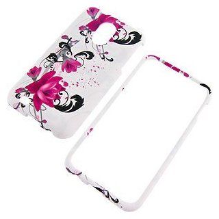 Purple Flowers White Protector Case for Samsung Epic 4G Touch SPH D710: Cell Phones & Accessories