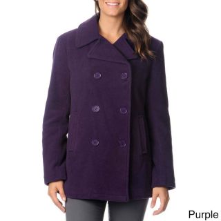 Excelled Excelled Womens Double Breasted Pea Coat Purple Size S (4 : 6)