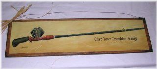 Shop Cast Your Troubles Away Wooden Fishing Wall Art Sign Lodge Lake at the  Home Dcor Store. Find the latest styles with the lowest prices from The Little Store Of Home Decor