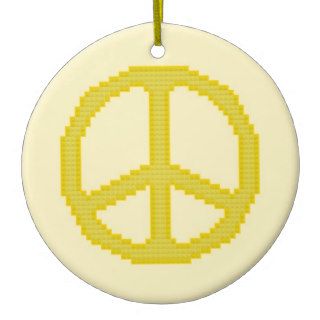 Yellow Peace Sign Ornament