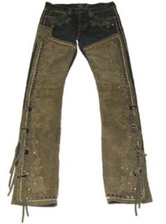 POLO RALPH LAUREN DOUBLE RL RRL WOMENS CHAPS WESTERN LEATHER DENIM JEANS $1500 at  Womens Clothing store