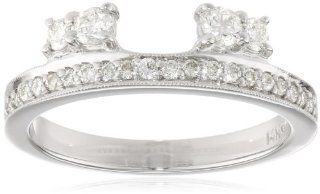 14k White Gold Round Diamond Solitaire Engagement Ring Enhancer (1/2 cttw, H I Color, I1 I2 Clarity), Size 6: Jewelry