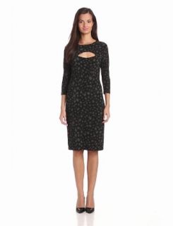 KAMALIKULTURE Women's 3/4 Sleeve Strapless Dress With Slit At Bust, Black/GR Oval Dot, X Small at  Womens Clothing store