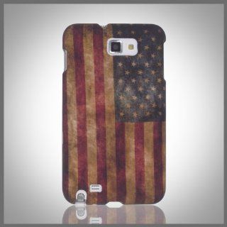 Design by CellXpressionsTM Retro Old Vintage Worn Antique Weathered USA US American Flag cool hard case cover for Samsung Galaxy Note i9220 N7000 Cell Phones & Accessories