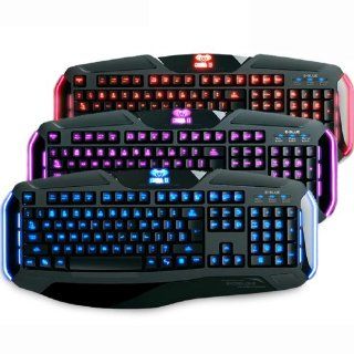 E BLUE COBRA REINFORCEMENT R EKM705BKUS IU 3 Colors LED Adjustable Backlit Gaming USB Wired Keyboard (English packing): Computers & Accessories