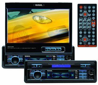 SSL SD707M In Dash Multi Media Receiver 7" Flip Out Widescreen Touchscreen TFT Monitor, USB and SD/MMC Card Ports, Aux Input, 85W x 4 Channels : Vehicle Dvd Players : Car Electronics