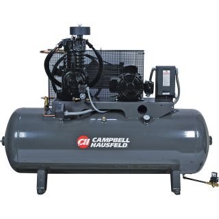 Campbell Hausfeld Fully Packaged Air Compressor — 5 HP, 16.6 CFM @ 175 PSI, 208-230/460 Volt Three Phase, Model# CE7053FP  19 CFM   Below Air Compressors