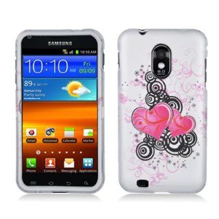 Aimo Wireless SAMD710PCLMT100 Durable Rubberized Image Case for Samsung Galaxy S2/Epic 4G Touch/D710   Retail Packaging   Hearts: Cell Phones & Accessories