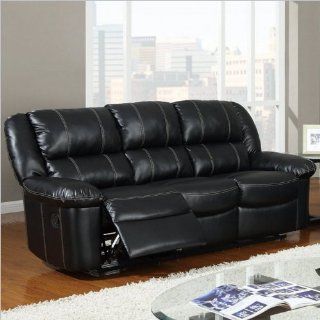 Global Furniture USA U9966 Bonded Leather Reclining Sofa, Black   Power Reclining Sofa