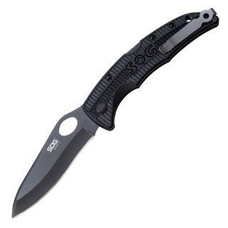 SOG Specialty Knives & Tools SP23 CP Sogzilla Knife with Straight Edge Folding 3.8 Inch Steel Clip Point Blade with GRN Handle, Hardcase Black Finish: Home Improvement
