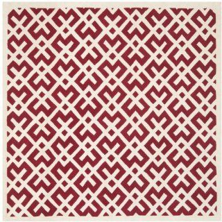 Safavieh CHT719G Chatham Collection Wool Square Handmade Area Rug, 7 Feet, Red and Ivory  