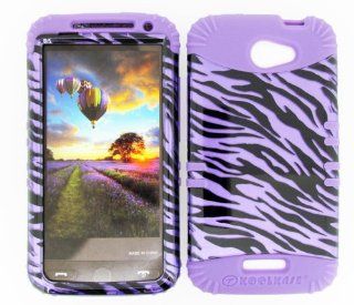 For Htc One X S720e Transparent Purple Zebra Heavy Duty Case + Light Purple Rubber Skin Accessories: Cell Phones & Accessories
