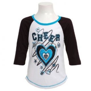RMLA Girls Cheer Sparkle Heart Baseball Shirt: Clothing