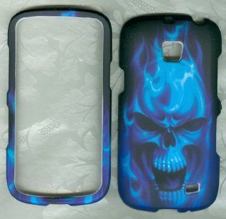 Blue Burning Skull Samsung Galaxy Proclaim Sch s720c Case Hard Phone Snap on: Cell Phones & Accessories