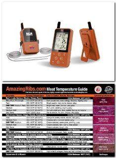 Maverick ET 733 Long Range Wireless Dual Probe BBQ Smoker Meat Thermometer Set   NEWEST VERSION With a Larger Display and added Features with Original Meathead Meat Tempearture Magnet Guide (Copper): Kitchen & Dining