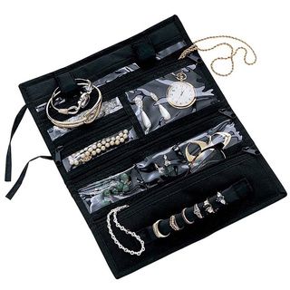 Black Fold up Multi pocket Travel Jewelry Organizer