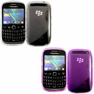 2 Pack S Line Gel Case Cover Skin For Blackberry Curve 9320 / Off White And Purple: Cell Phones & Accessories