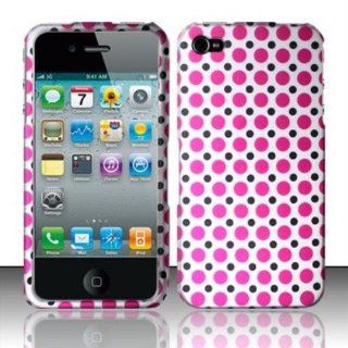 Rubberized Pink Polka Dots Design for APPLE iPhone 4: Cell Phones & Accessories
