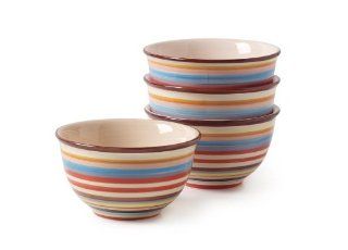 Tabletop Lifestyles 6 Inch Cereal Bowl, Sedona Stripe, Set of 4: Kitchen & Dining
