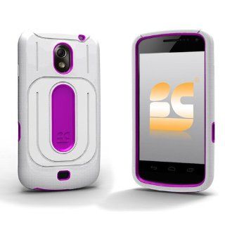 Silicone and Hard Plastic Hybrid Duo Shield Wrap On Snap On Combo Case Protector Cover with Stylish White / Purple Color for Samsung Galaxy Nexus: Cell Phones & Accessories