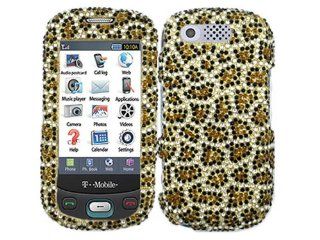 Leopard Gold Bling Rhinestone Diamond Cheetah Gold Crystal Faceplate Hard Skin Case Cover for Samsung Highlight SGH T749: Cell Phones & Accessories