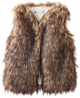 Curio+Kind Girls 7 16 Faux Fur Vest, Wolf, 14: Clothing