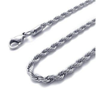 Atlas Jewelry Silver Tone Stainless Steel Unisex Womens Mens Necklace Rope Chain 2mm Wide 18 Inches Long with Gift Box: Jewelry