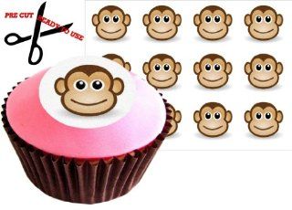12 CHEEKY MONKEY 38mm (1.5 Inch) PRE CUT Cake Toppers Edible Rice Paper Cupcake Decoration 28