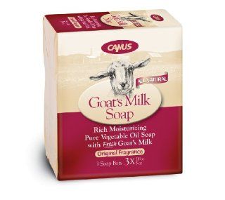Canus Goat's Milk Rich Moisturizing Pure Vegetable Oil Soap, 5 oz Bars, 3 Count Boxes (Pack of 4) : Bath Soaps : Beauty