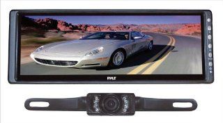 PYLE PLCM103 10.2'' Rearview Mirror Monitor w/ License Plate Mount Night Vision Camera : Vehicle Backup Cameras : Car Electronics